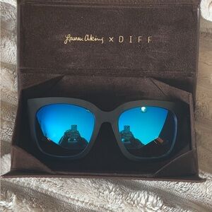 DIFF Eyewear x Lauren Akins Ella Sunglasses Blue Mirror Lens